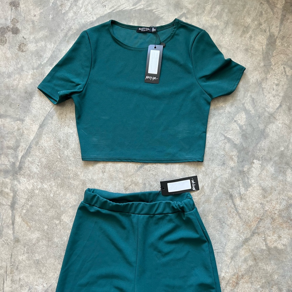 Nasty Gal Fitted Crop Top & Pants - NBW